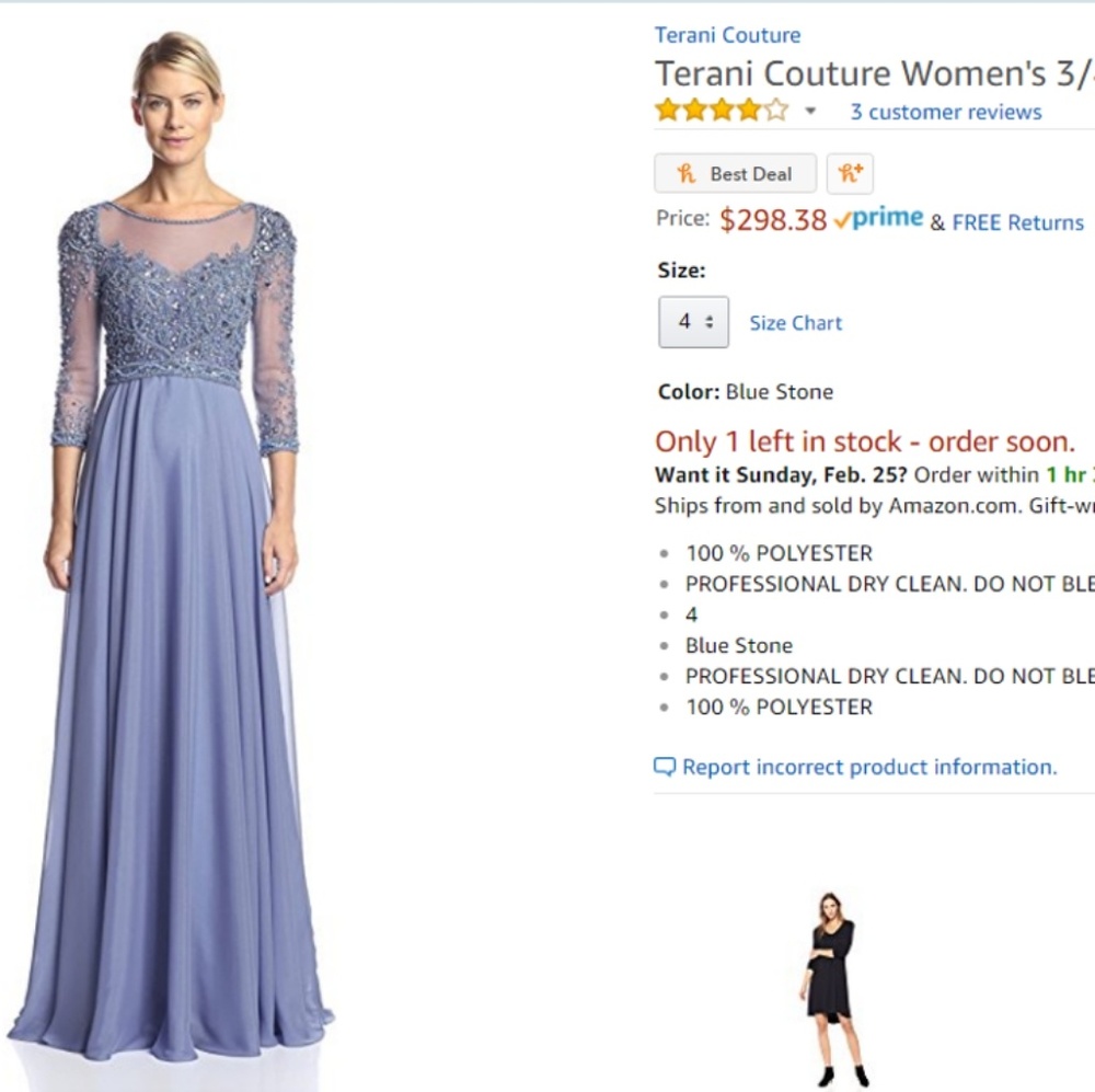 Terani Couture women's embellished gown NWOT